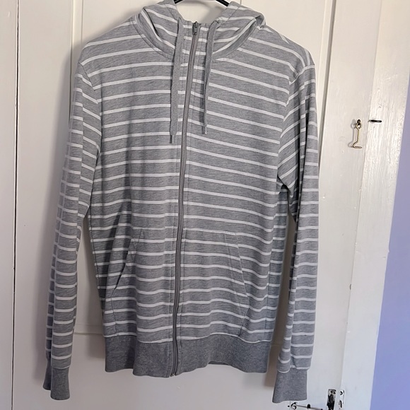 Sweat Shirt/Hoodie. Grey with White Stripes.Men/Boys/Women/Girls. Worn only once - Picture 1 of 8